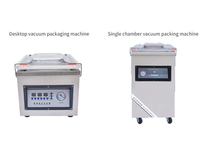 Single chamber vacuum sealer and tabletop vacuum sealer.