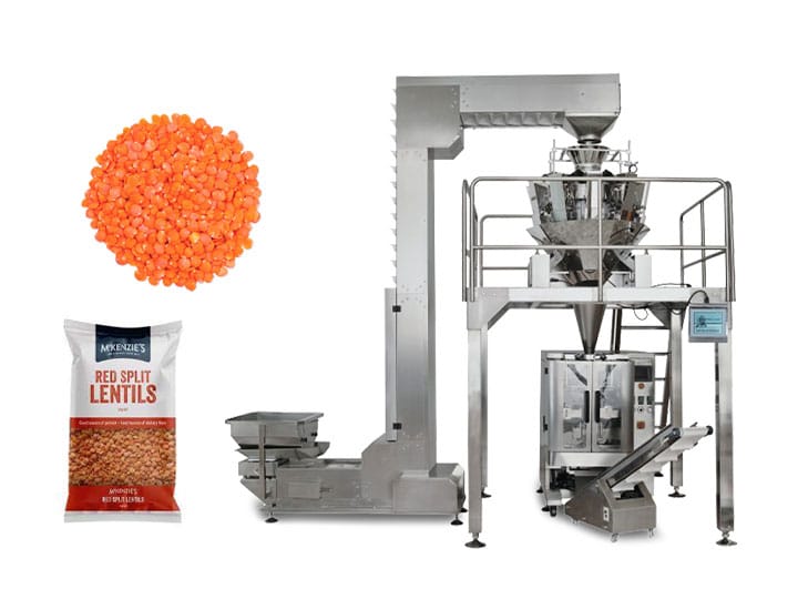 Máquina de embalagem com balança multicabeça para lentilhas